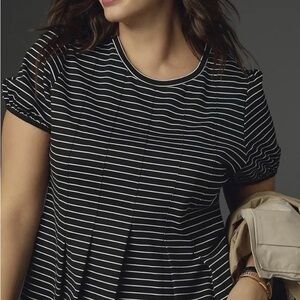 NWOT Maeve Black and White Striped Tee